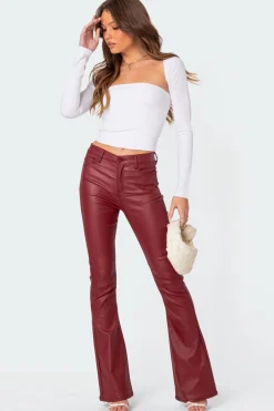 Luna Faux Leather Flare Jeans