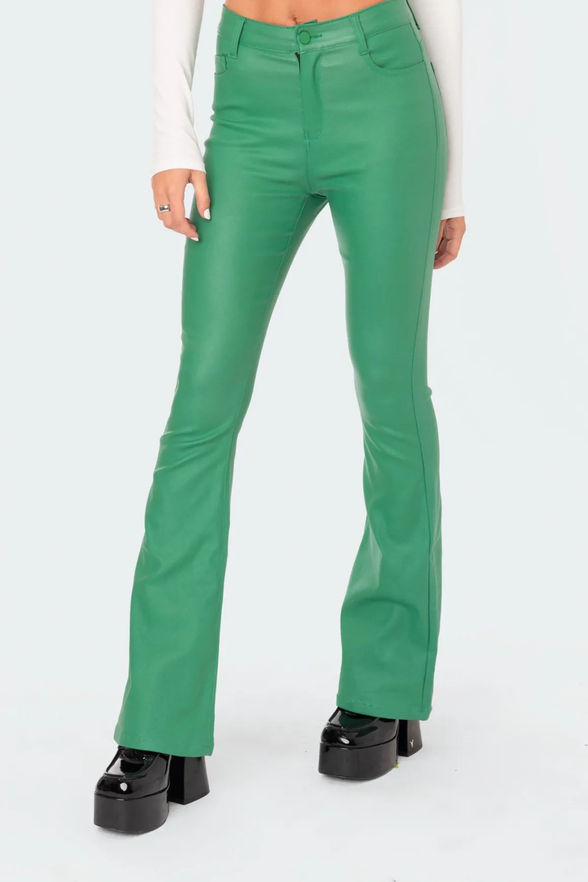 Luna Faux Leather Flare Jeans
