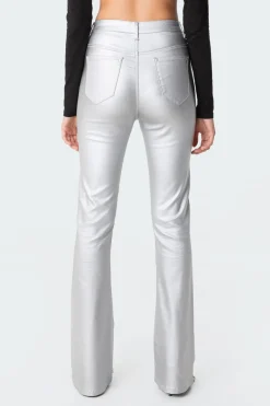 Luna Faux Leather Flare Jeans