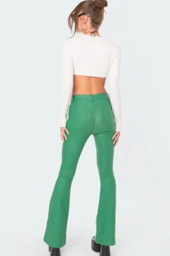 Luna Faux Leather Flare Jeans
