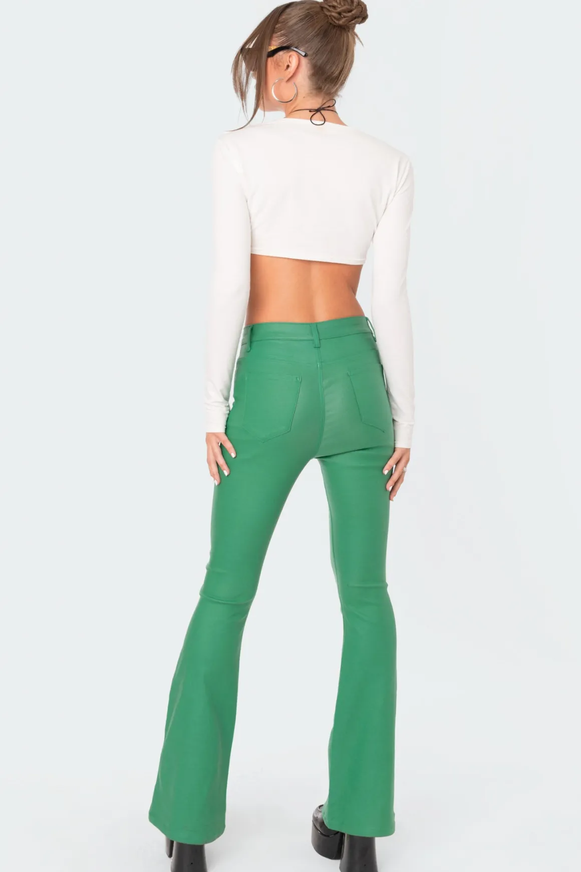 Luna Faux Leather Flare Jeans