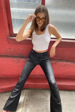 Luna Faux Leather Flare Jeans