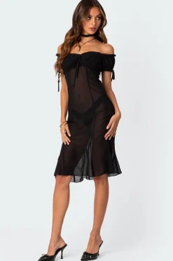 Lush Sheer Chiffon Midi Dress