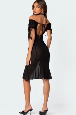 Lush Sheer Chiffon Midi Dress