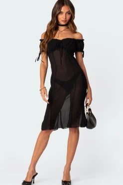 Lush Sheer Chiffon Midi Dress