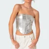 Mabel Metallic Faux Leather Corset
