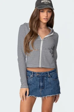 Madison Striped Zip Up Hoodie