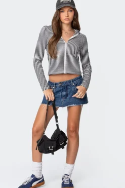 Madison Striped Zip Up Hoodie
