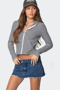 Madison Striped Zip Up Hoodie