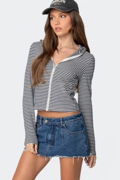 Madison Striped Zip Up Hoodie