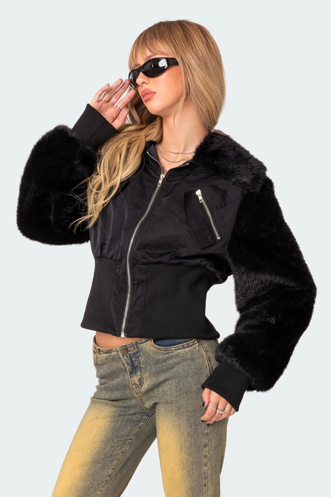 Malliora Faux Fur Nylon Jacket