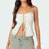 Malmo Printed Tie Front Top