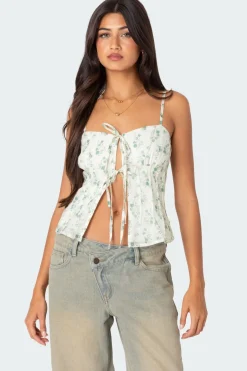 Malmo Printed Tie Front Top