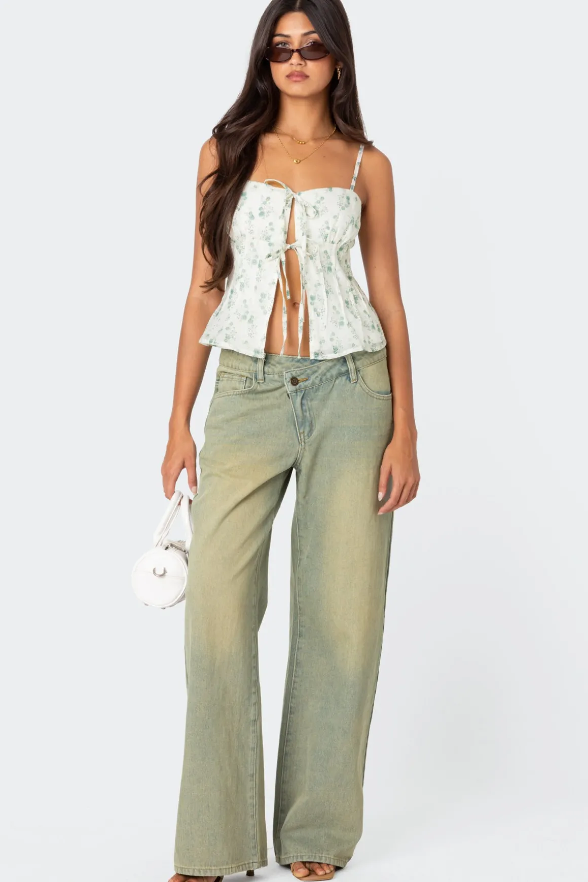 Malmo Printed Tie Front Top