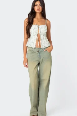 Malmo Printed Tie Front Top