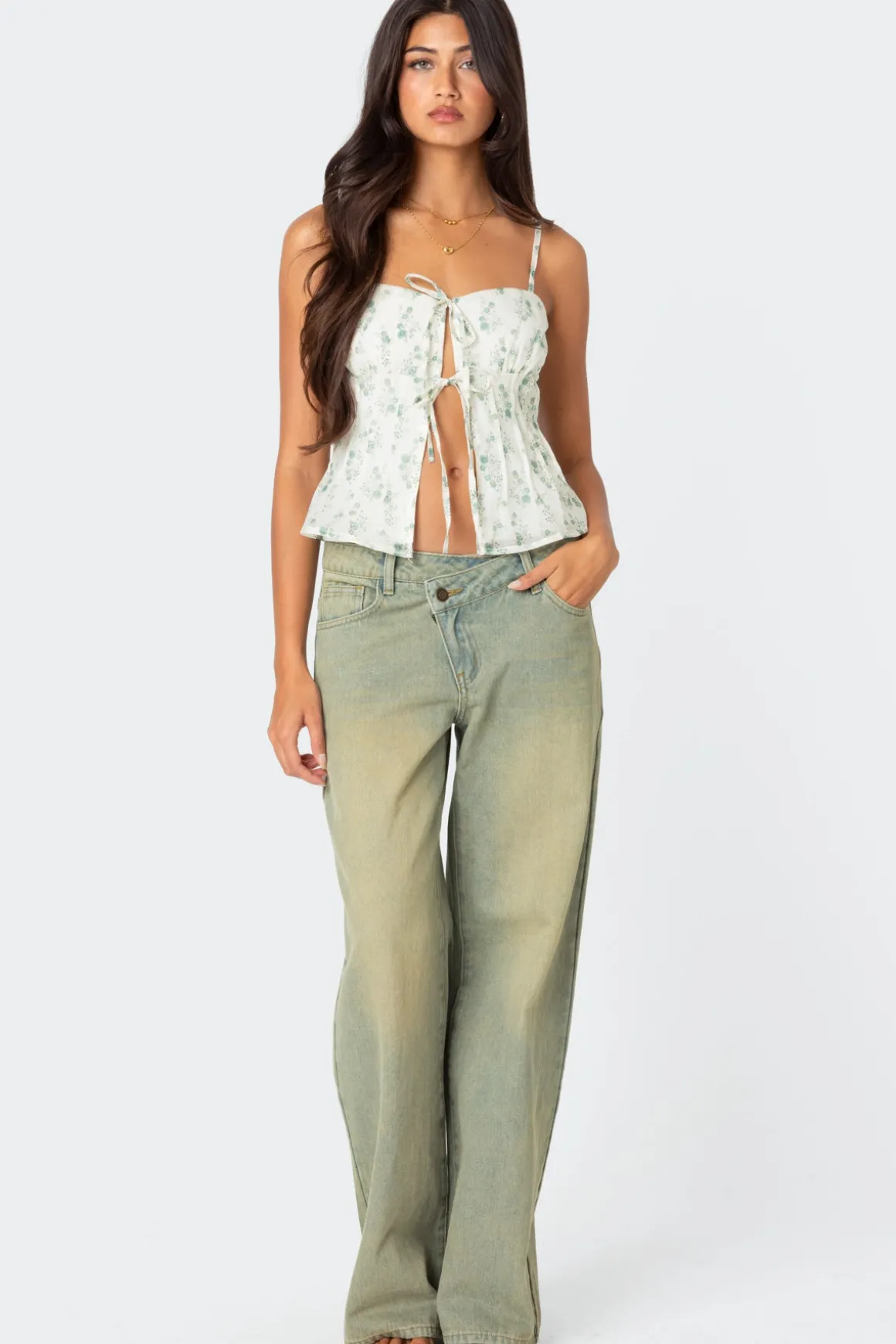 Malmo Printed Tie Front Top