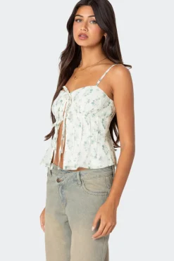 Malmo Printed Tie Front Top