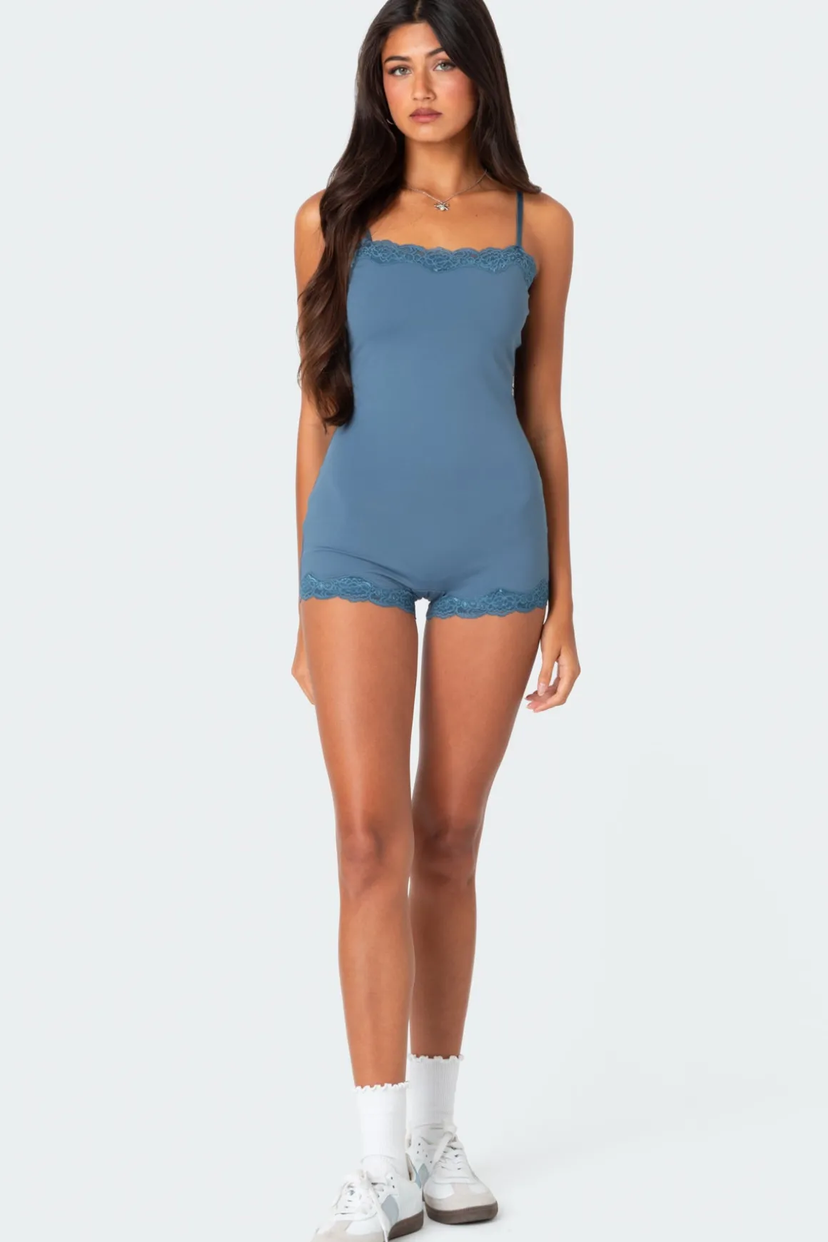 Mandi Lace Trim Romper