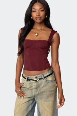 Marcella Wide Strap Mesh Corset