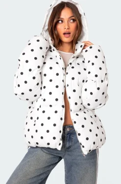 Marcey Polka Dot Hooded Puffer