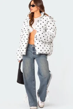 Marcey Polka Dot Hooded Puffer