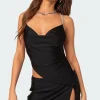 Mariah Strappy Rhinestone Cowl Neck Top