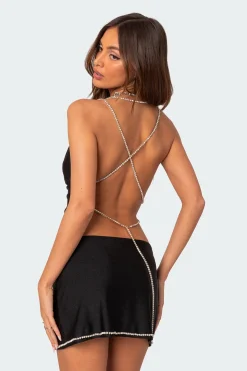 Mariah Strappy Rhinestone Cowl Neck Top