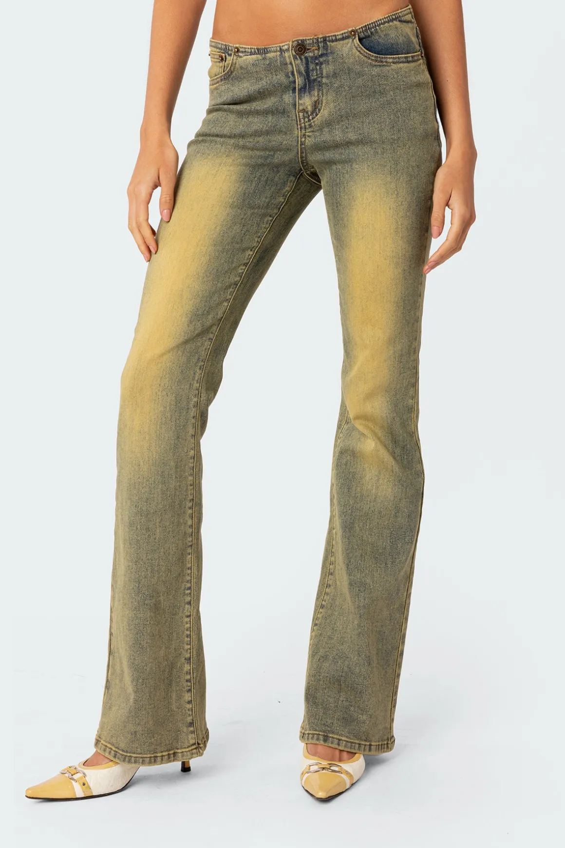 Maris Low Rise Washed Flared Jeans