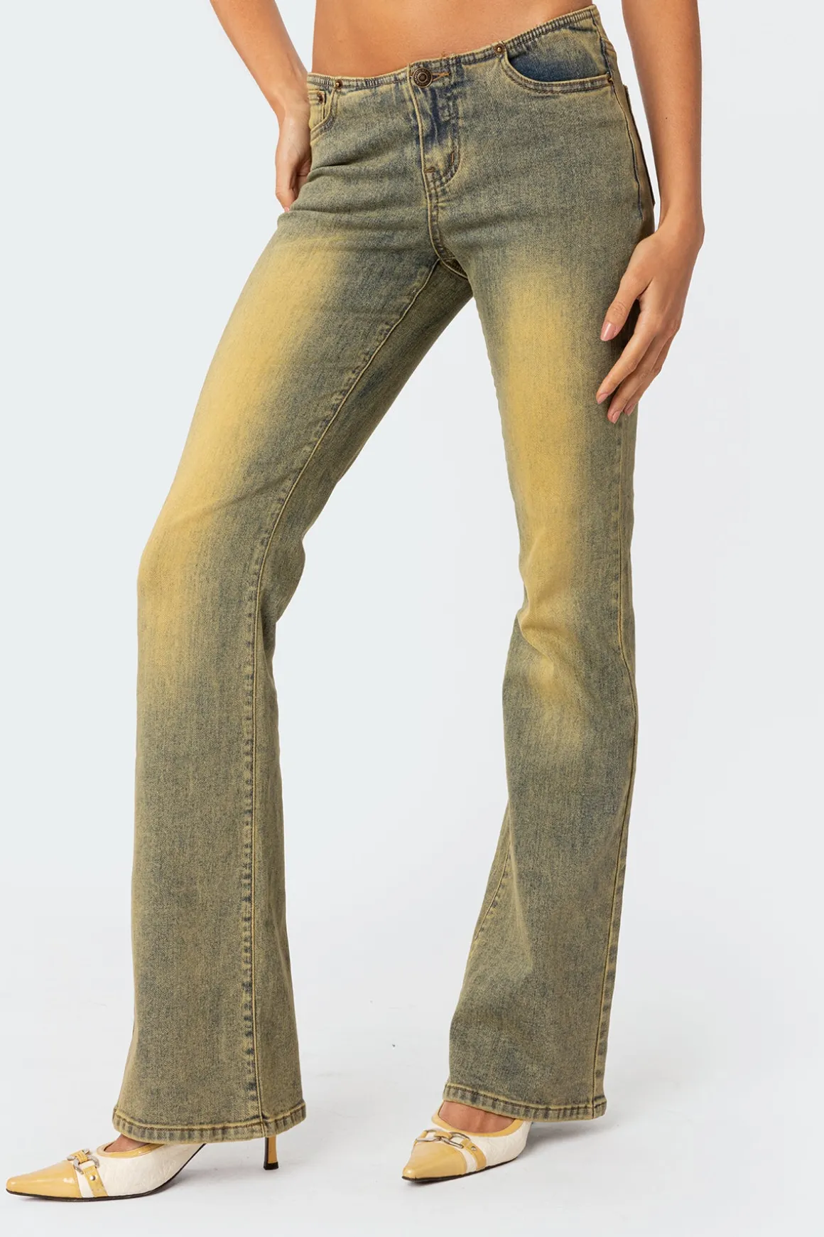 Maris Low Rise Washed Flared Jeans