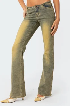 Maris Low Rise Washed Flared Jeans