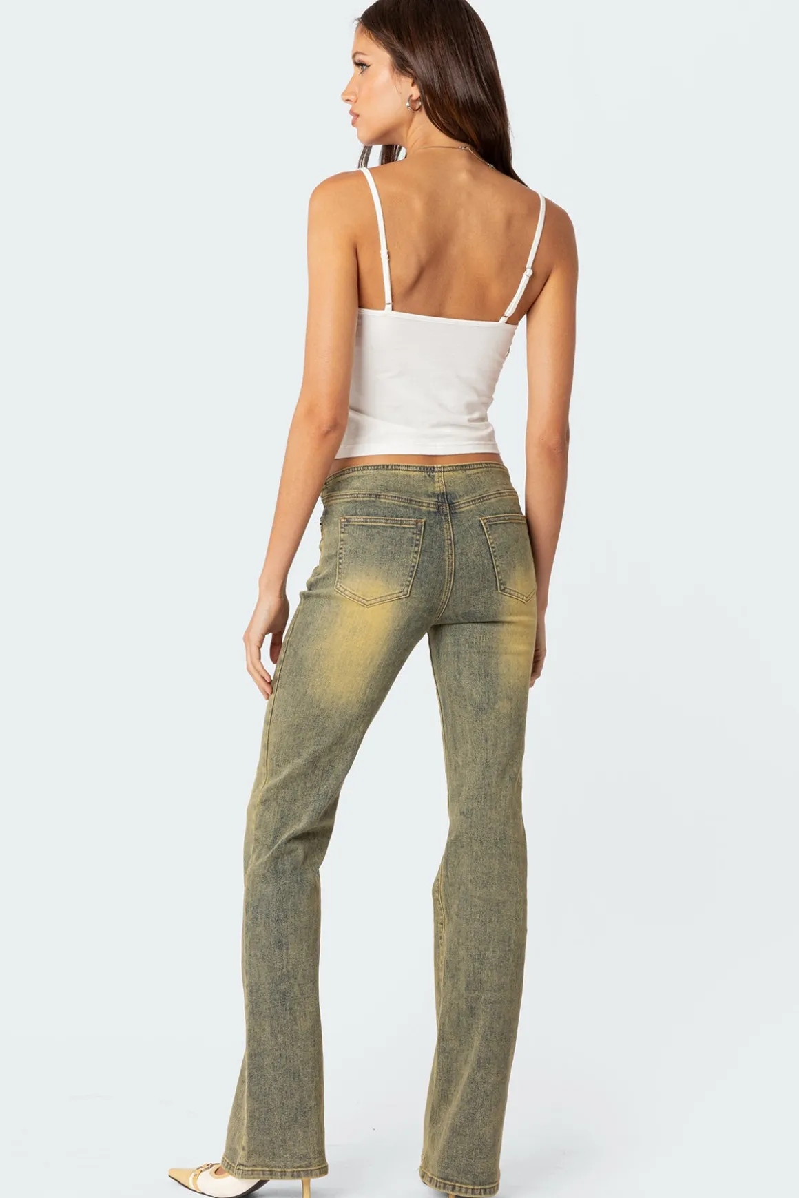 Maris Low Rise Washed Flared Jeans