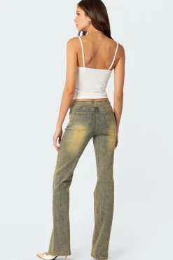 Maris Low Rise Washed Flared Jeans