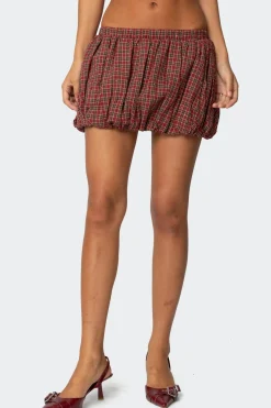 Marlene Plaid Bubble Mini Skirt