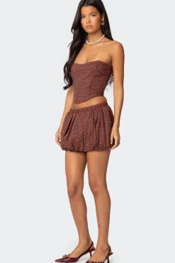 Marlene Plaid Bubble Mini Skirt