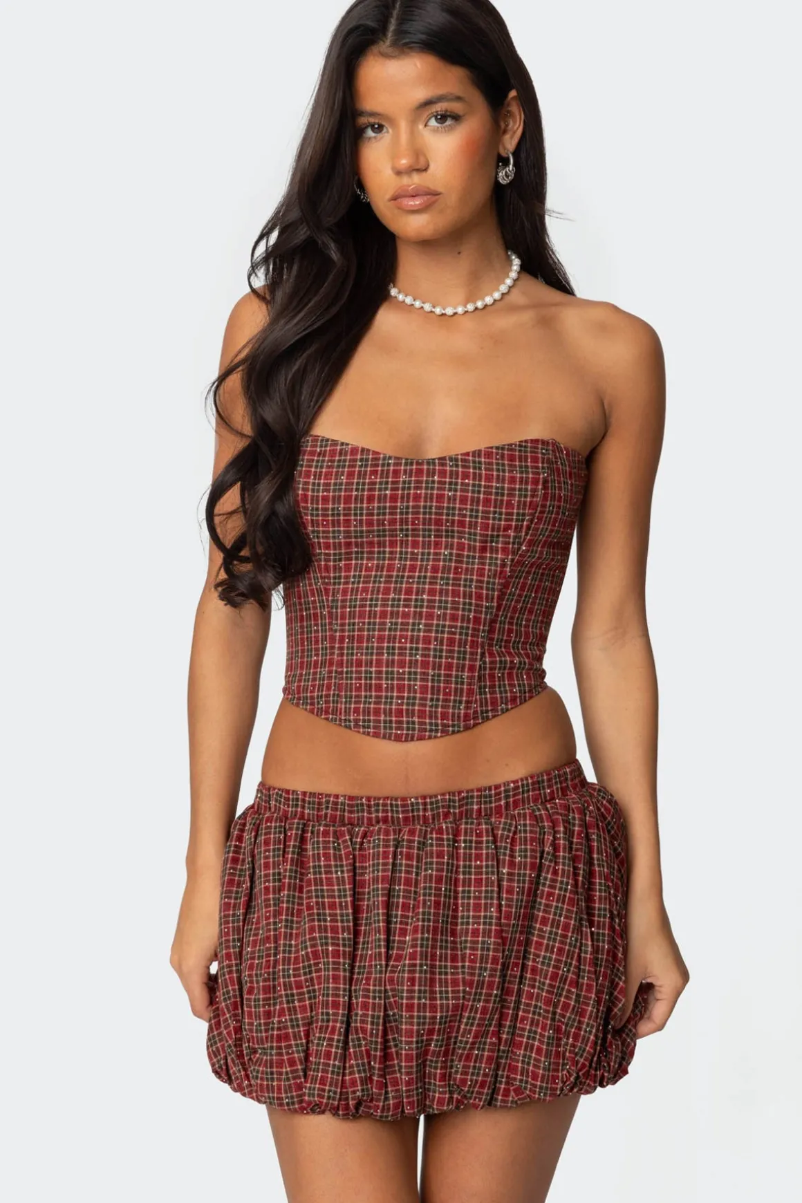 Marlene Plaid Lace Up Corset