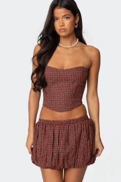 Marlene Plaid Lace Up Corset