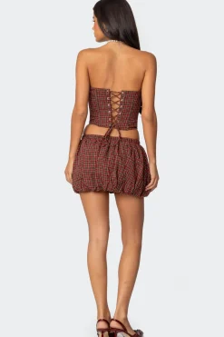Marlene Plaid Lace Up Corset