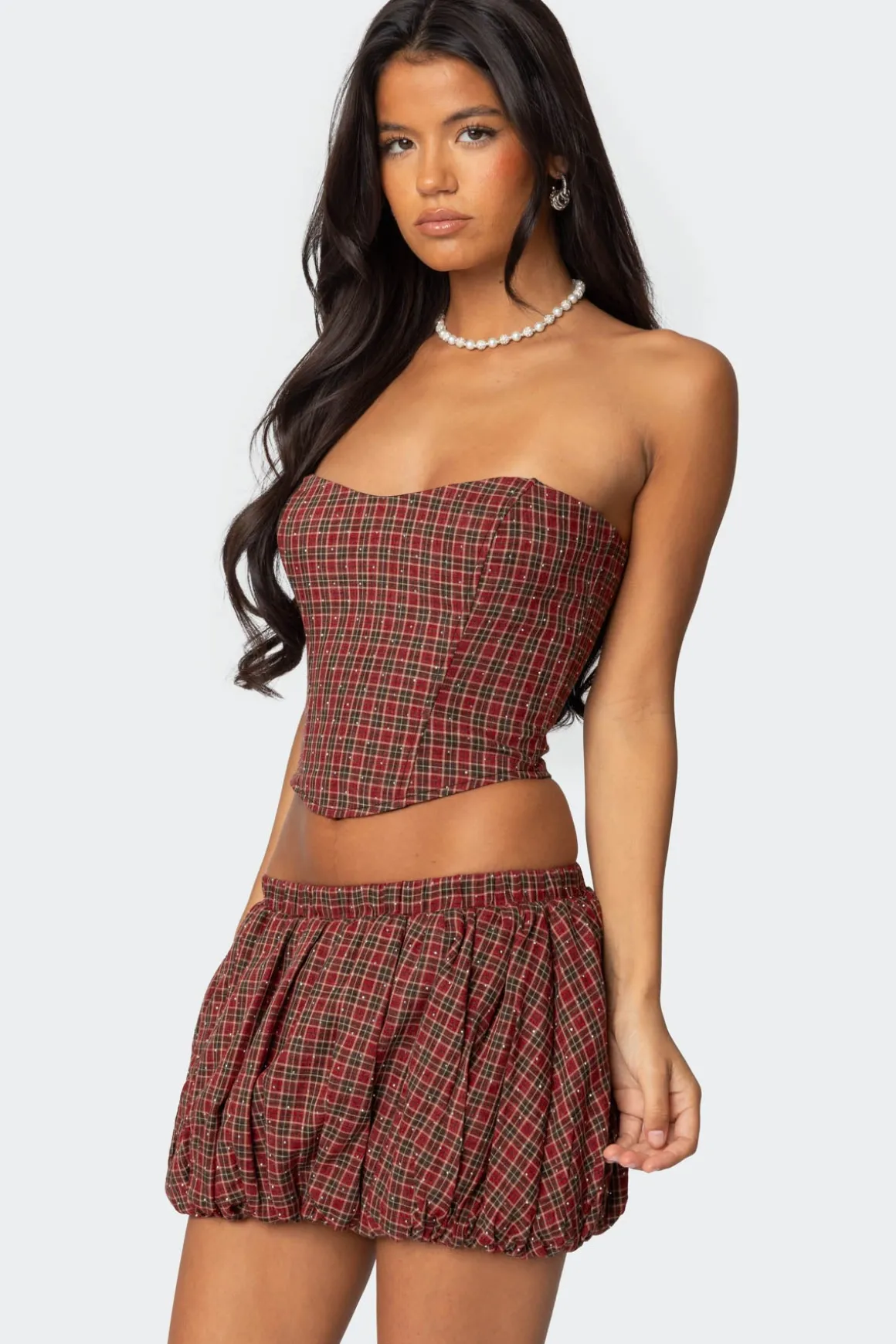 Marlene Plaid Lace Up Corset
