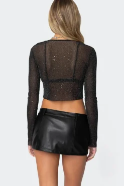 Marly Sheer Shimmer Sequin Top