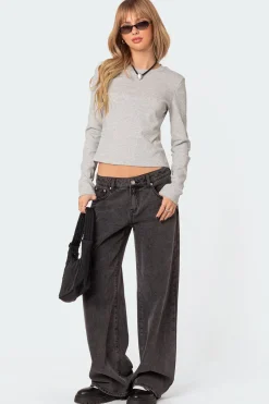 Marny Long Sleeve Waffle Top