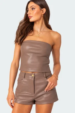 Martine Faux Leather Tube Top