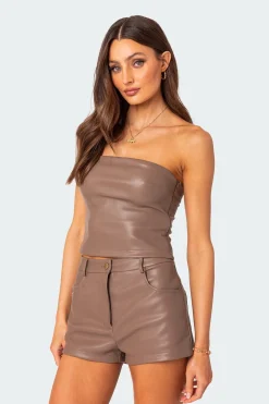Martine Faux Leather Tube Top
