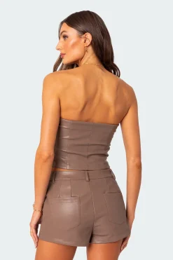 Martine Faux Leather Tube Top