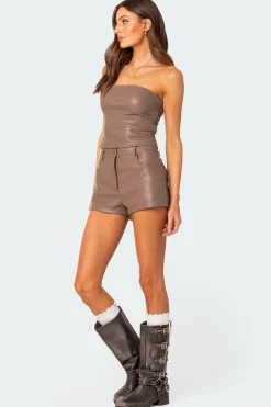 Martine Faux Leather Tube Top