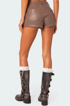 Martine High Rise Faux Leather Shorts