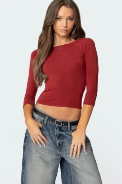 Mary Quarter Sleeve Wide Neck Top