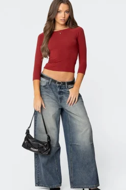 Mary Quarter Sleeve Wide Neck Top
