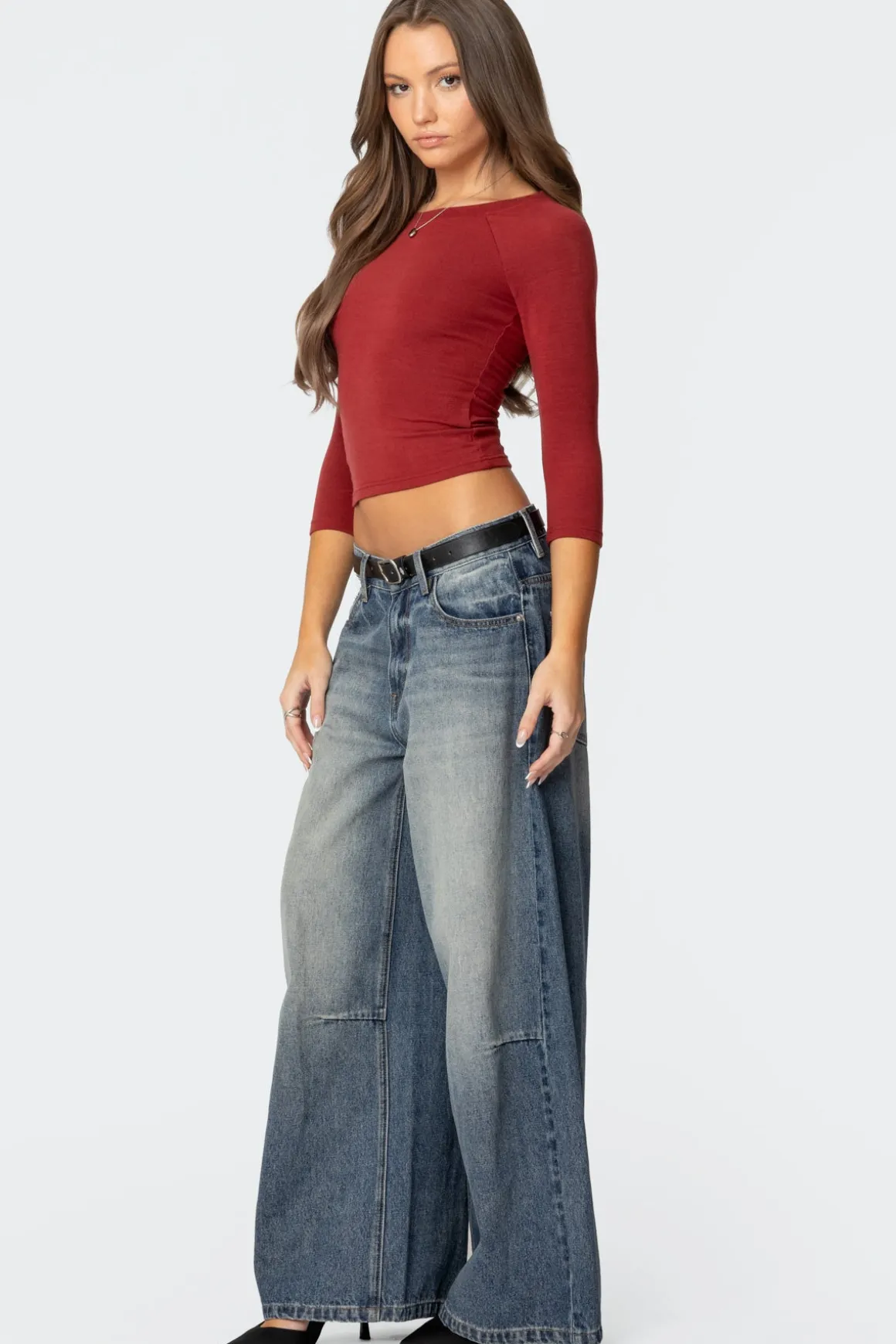 Mary Quarter Sleeve Wide Neck Top