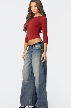 Mary Quarter Sleeve Wide Neck Top