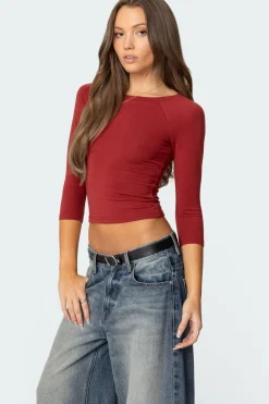 Mary Quarter Sleeve Wide Neck Top